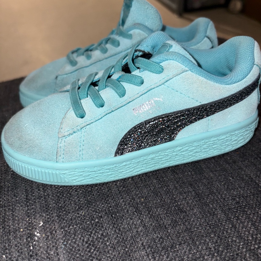 Puma Blue and Black Sneakers Suede Low-Top